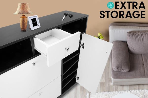 Sarantino Shoe Rack Cabinet Wooden Storage Organiser Shelf Cupboard Drawer Sarantino