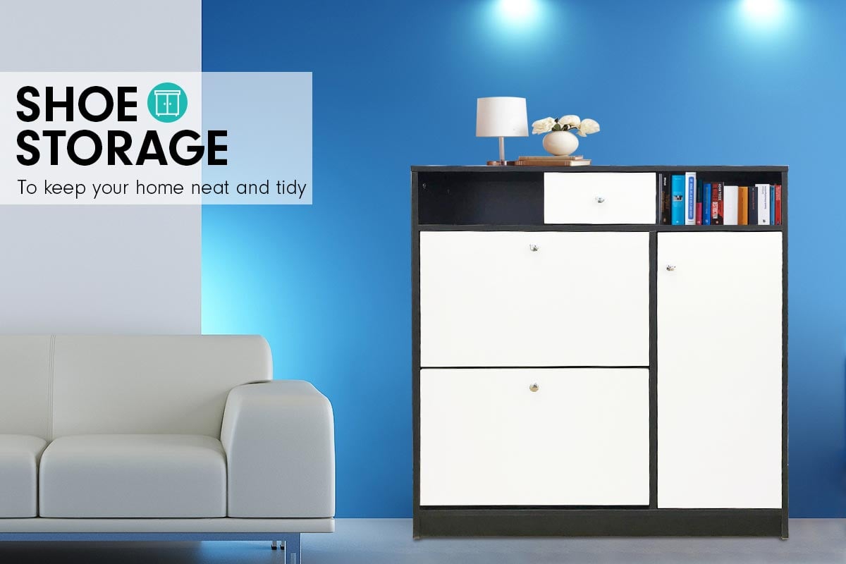 Sarantino Shoe Rack Cabinet Wooden Storage Organiser Shelf Cupboard Drawer Sarantino