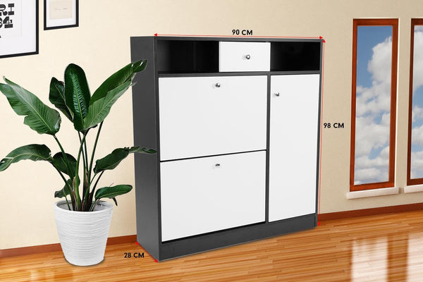 Sarantino Shoe Rack Cabinet Wooden Storage Organiser Shelf Cupboard Drawer Sarantino