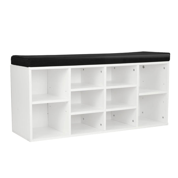 Sarantino New 10 Pairs Shoe Cabinet Rack Storage Organiser Shelf Stool Bench Wood - White Sarantino
