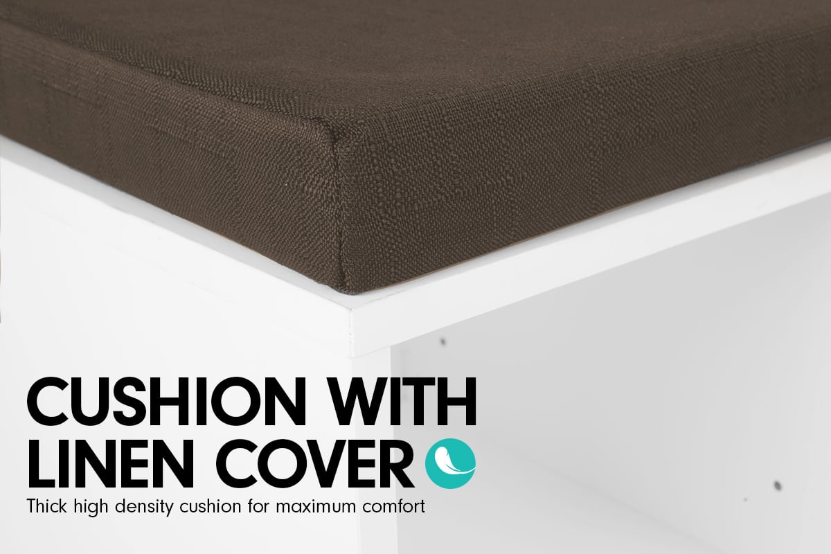 Sarantino Shoe Rack Cabinet Organiser Brown Cushion Bench Stool - 104 X 30 X 45 - White Sarantino