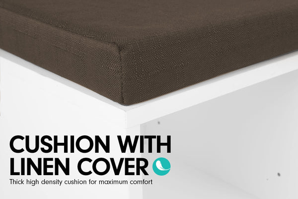 Sarantino Shoe Rack Cabinet Organiser Brown Cushion Bench Stool - 104 X 30 X 45 - White Sarantino