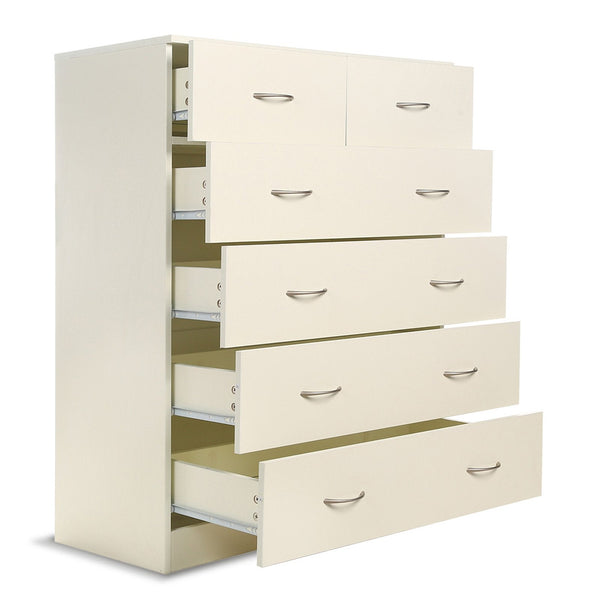 Sarantino Tallboy Dresser 6 Chest Of Drawers Cabinet 85 X 39.5 X 105 - White Sarantino