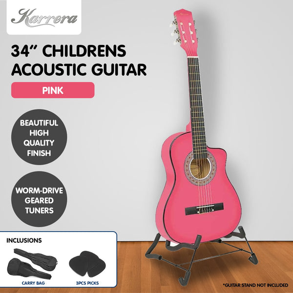 Karrera Childrens Acoustic Guitar Kids - Pink Karrera