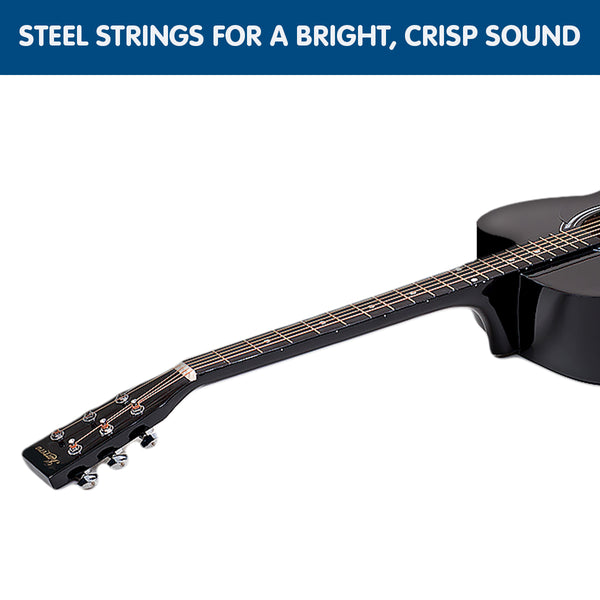 Karrera 38in Cutaway Acoustic Guitar with guitar bag - Black Karrera