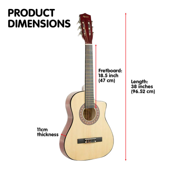 Karrera 38in Cutaway Acoustic Guitar with guitar bag - Natural Karrera