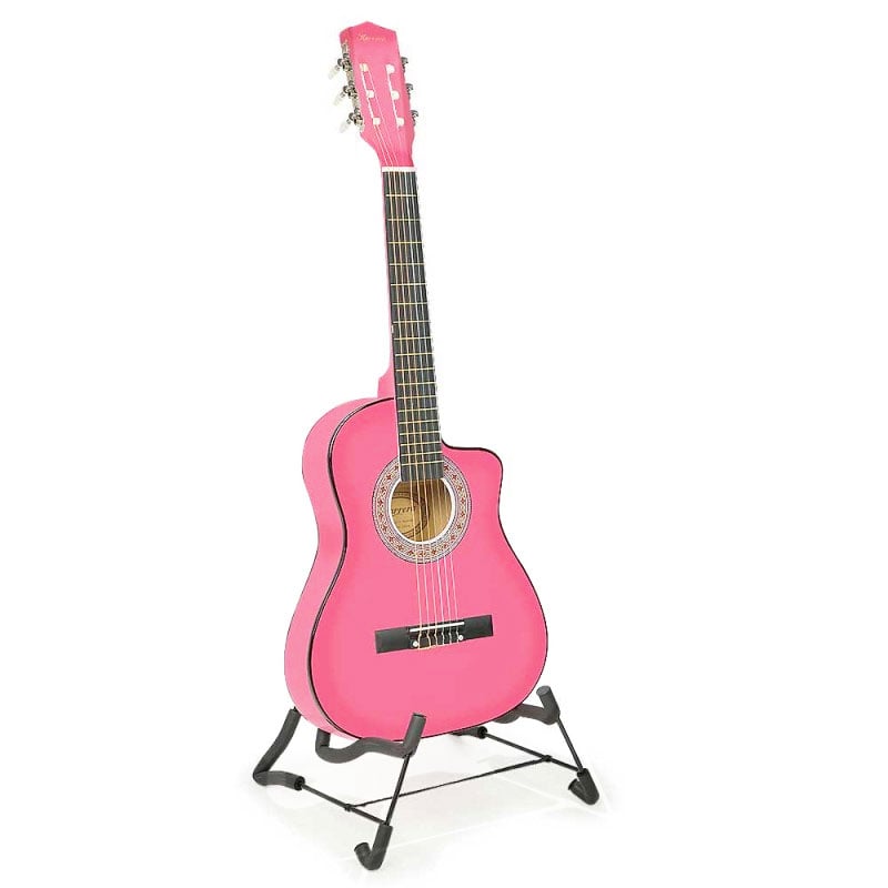 Karrera 38in Cutaway Acoustic Guitar with guitar bag - Pink Karrera