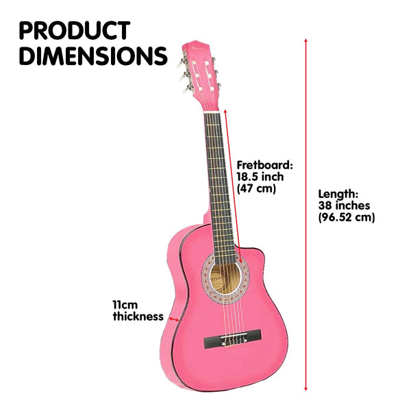Karrera 38in Cutaway Acoustic Guitar with guitar bag - Pink Karrera