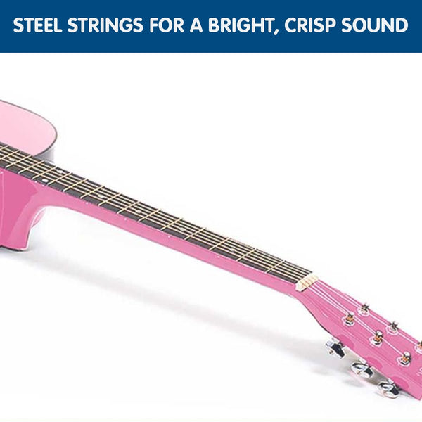 Karrera 38in Cutaway Acoustic Guitar with guitar bag - Pink Karrera