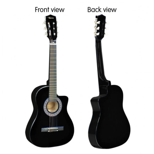 Karrera 38in Pro Cutaway Acoustic Guitar with Carry Bag - Black Karrera