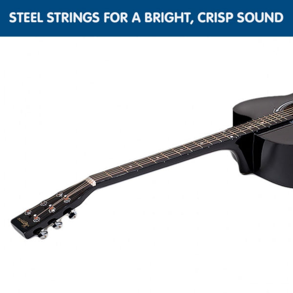 Karrera 38in Pro Cutaway Acoustic Guitar with Carry Bag - Black Karrera