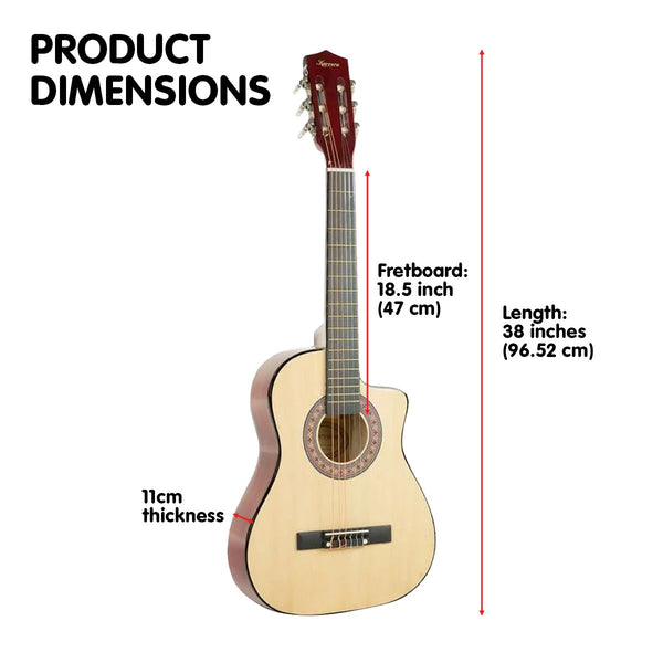 Karrera 38in Pro Cutaway Acoustic Guitar with guitar bag - Natural Karrera