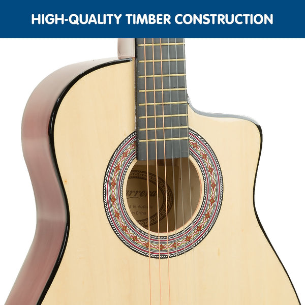 Karrera 38in Pro Cutaway Acoustic Guitar with guitar bag - Natural Karrera