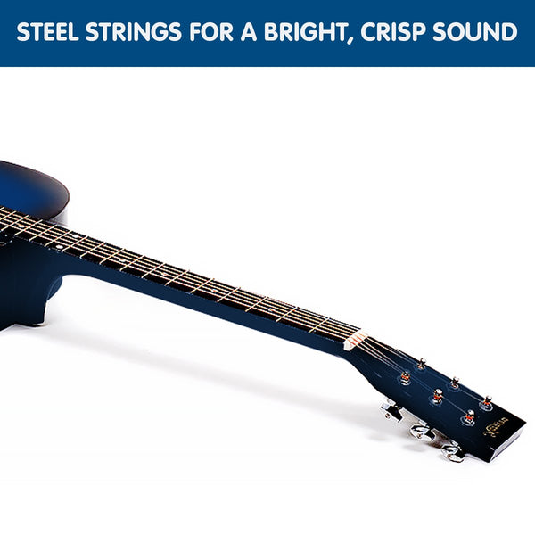 Karrera 38in Pro Cutaway Acoustic Guitar with Bag Strings - Blue Burst Karrera