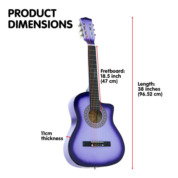 Karrera 38in Pro Cutaway Acoustic Guitar with guitar bag - Purple Burst Karrera