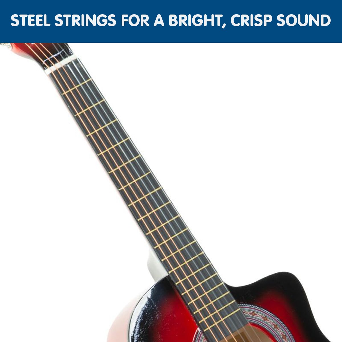 Karrera 38in Pro Cutaway Acoustic Guitar with guitar bag - Red Burst Karrera