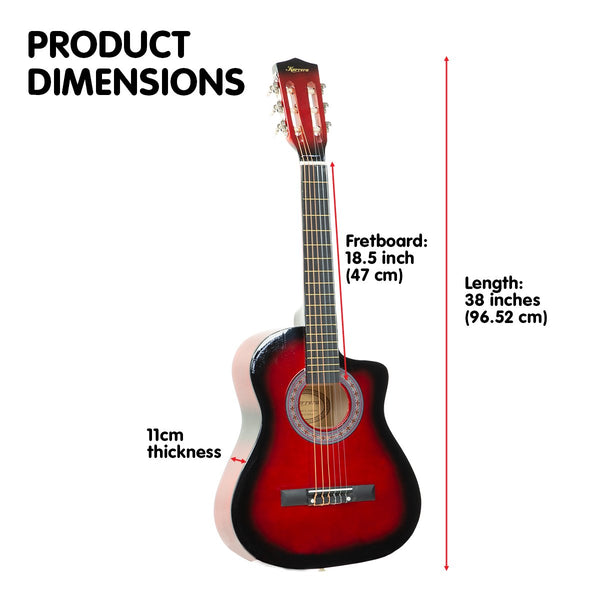 Karrera 38in Pro Cutaway Acoustic Guitar with guitar bag - Red Burst Karrera