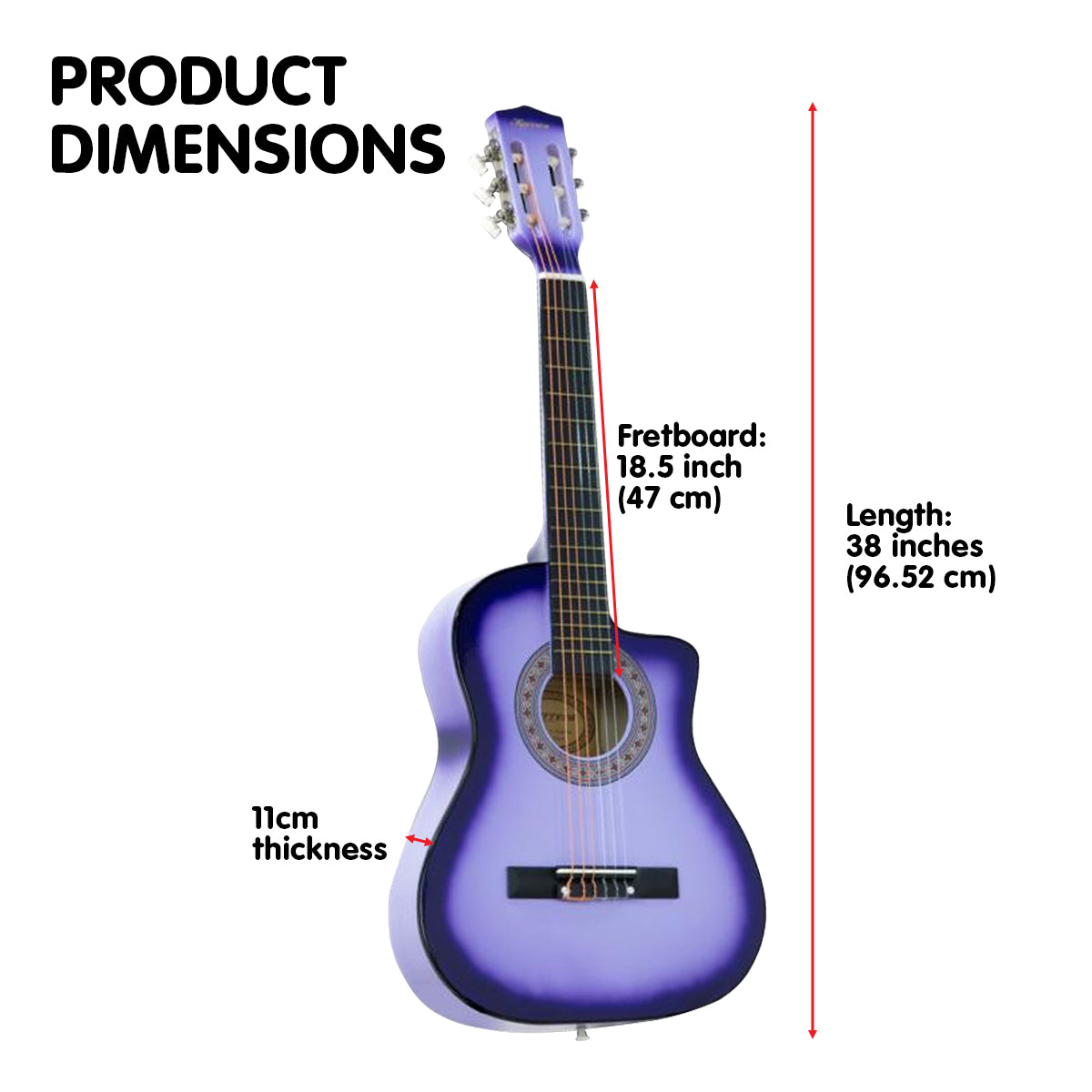 Karrera 38in Cutaway Acoustic Guitar with guitar bag - Purple Burst Karrera