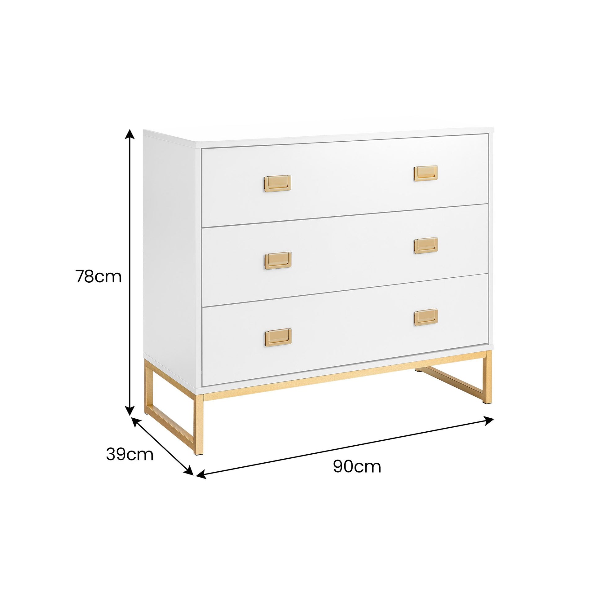 Sarantino Amara Chest Of Drawers Tallboy Dresser - White/gold Sarantino