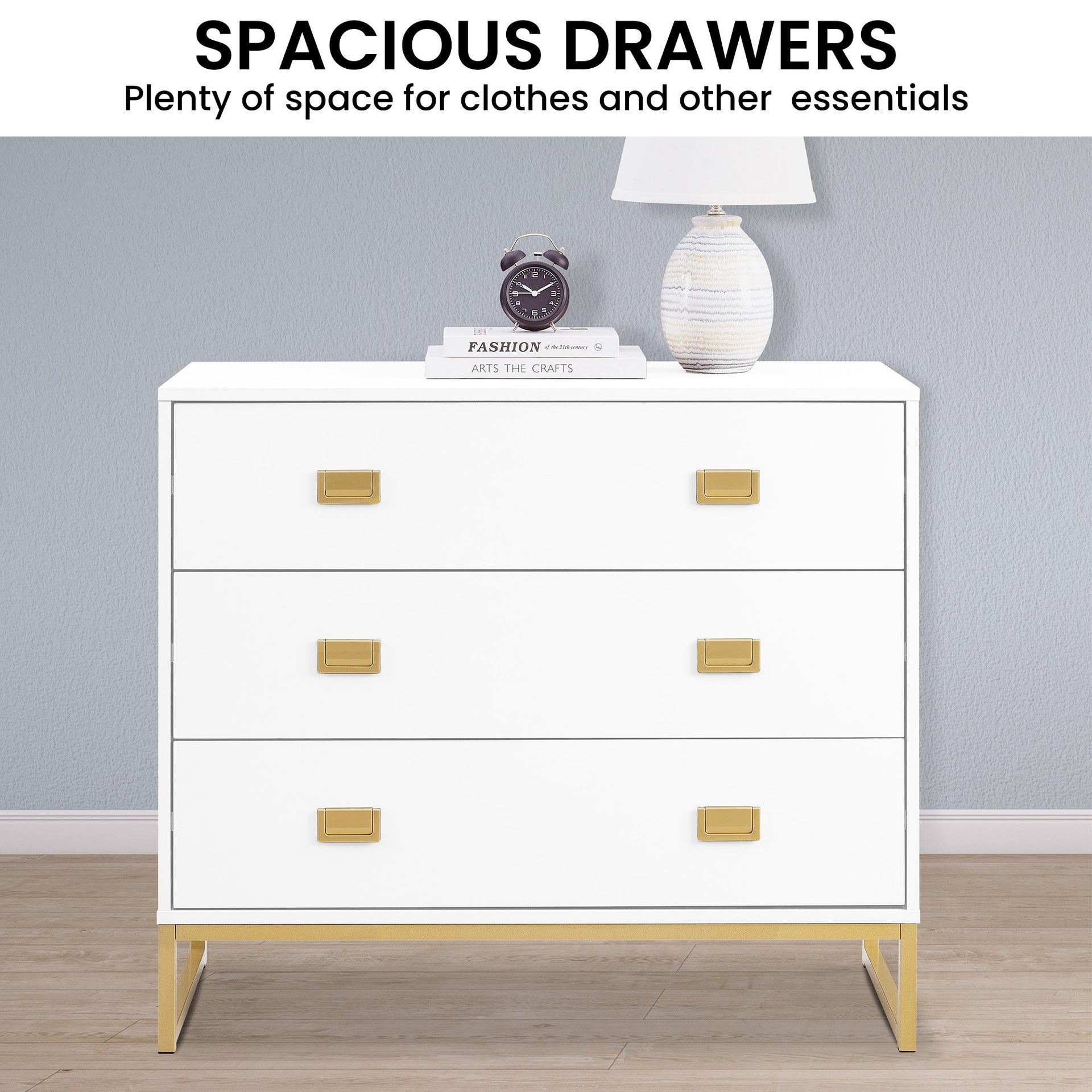 Sarantino Amara Chest Of Drawers Tallboy Dresser - White/gold Sarantino