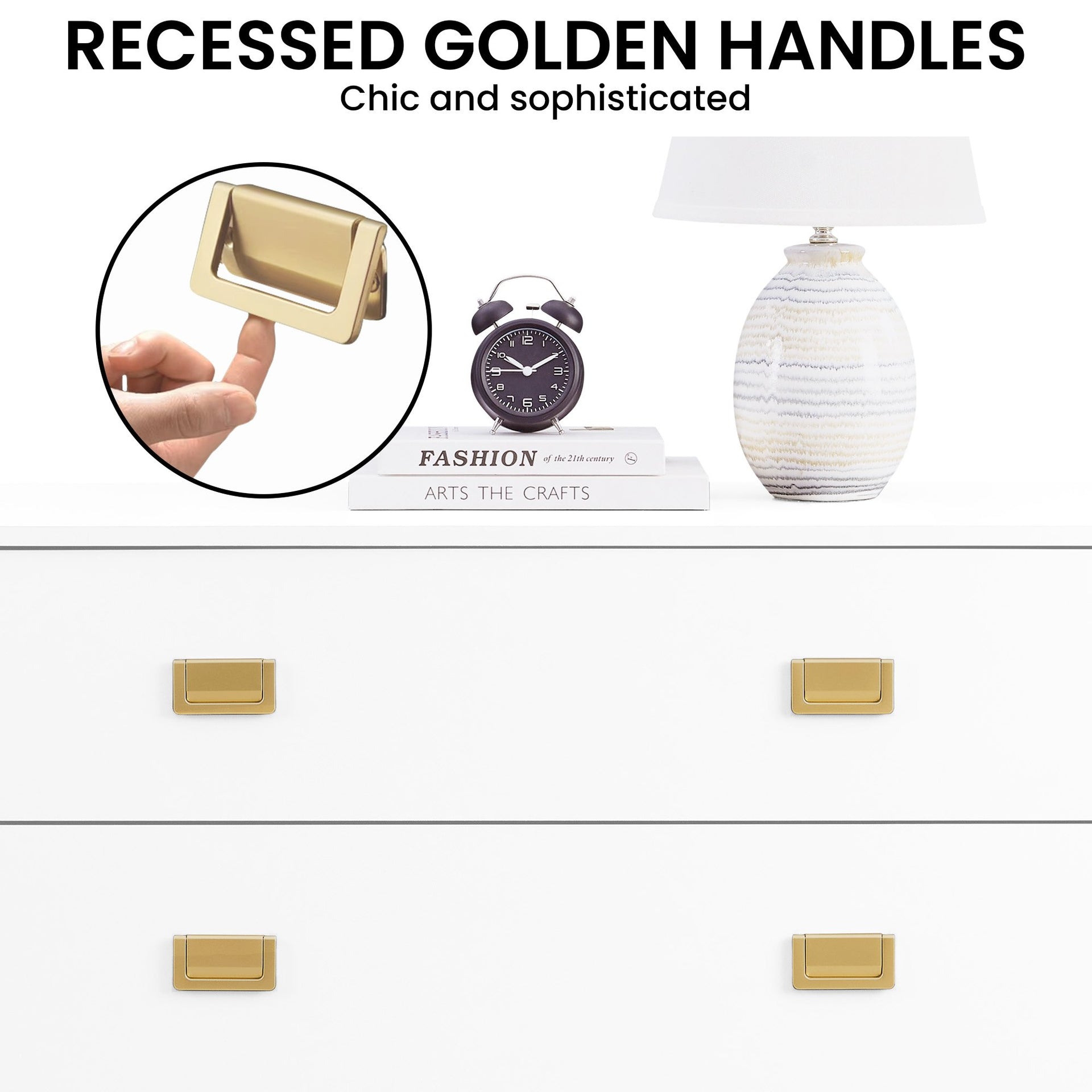 Sarantino Amara Chest Of Drawers Tallboy Dresser - White/gold Sarantino