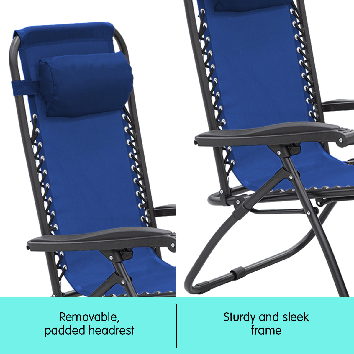 Wallaroo Zero Gravity Reclining Deck Lounge Sun Beach Chair Outdoor Folding Camping - Grey Wallaroo