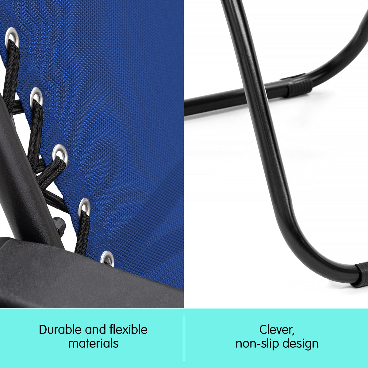 Wallaroo Zero Gravity Reclining Deck Lounge Sun Beach Chair Outdoor Folding Camping - Grey Wallaroo