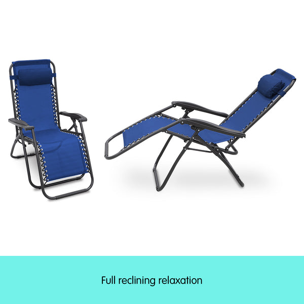 Wallaroo Zero Gravity Reclining Deck Lounge Sun Beach Chair Outdoor Folding Camping - Grey Wallaroo