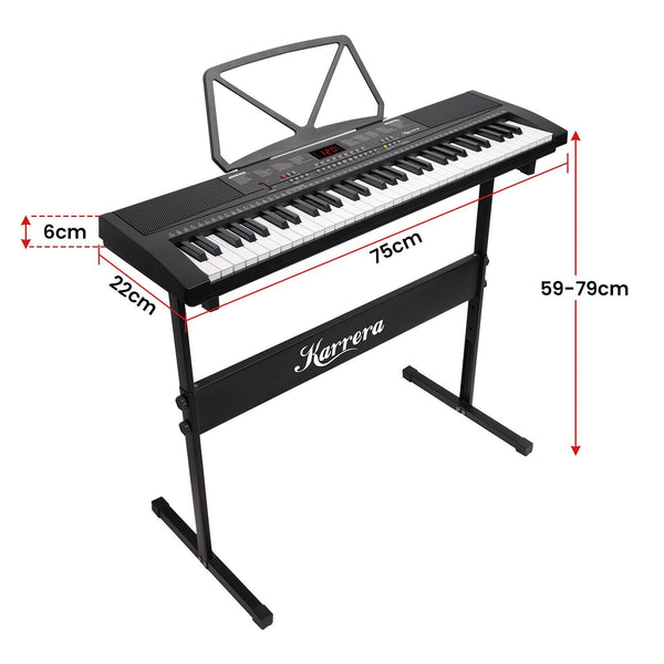Karrera 61-Key Electronic Piano Keyboard 75cm with Stand - Black Karrera