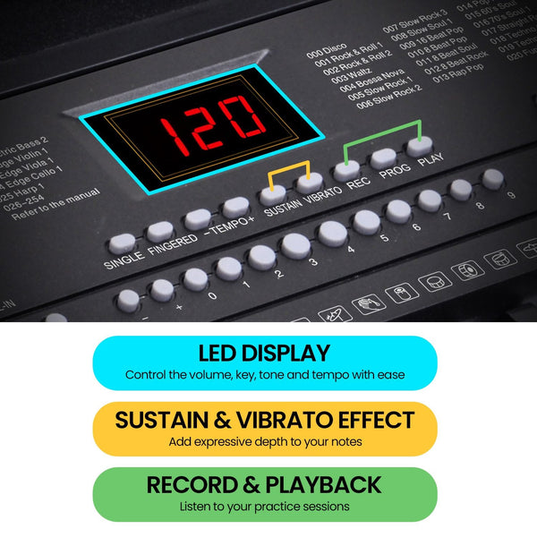 Karrera 61-Key Electronic Piano Keyboard 75cm with Stand - Black Karrera