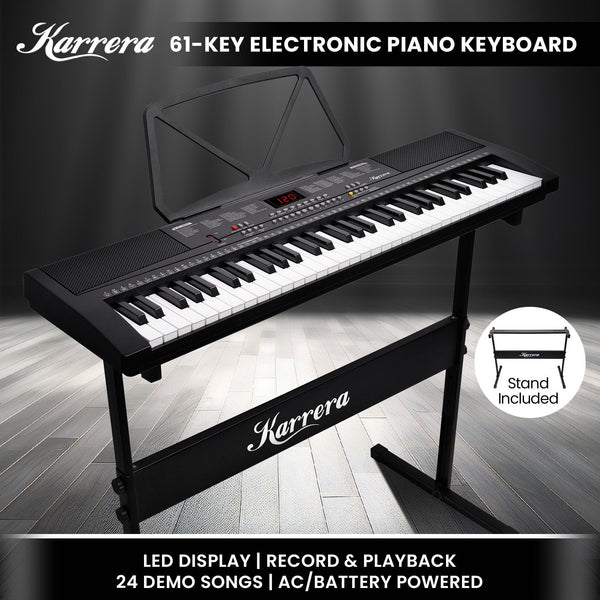 Karrera 61-Key Electronic Piano Keyboard 75cm with Stand - Black Karrera