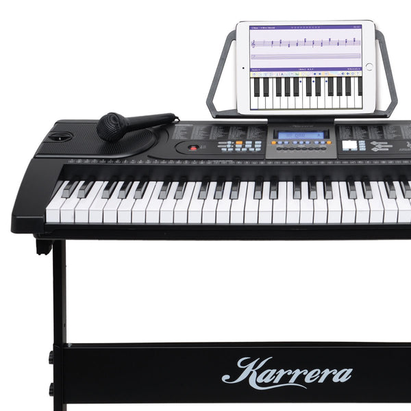 Karrera 61 Keys Electronic Keyboard Piano with Stand - Black Karrera