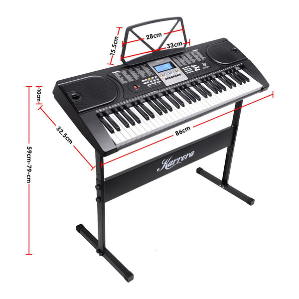Karrera 61 Keys Electronic Keyboard Piano with Stand - Black Karrera