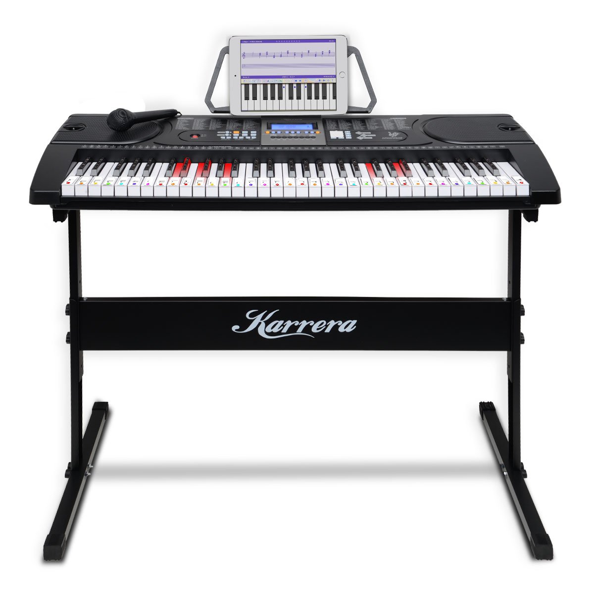 Karrera 61 Keys Electronic LED Keyboard Piano with Stand - Black Karrera