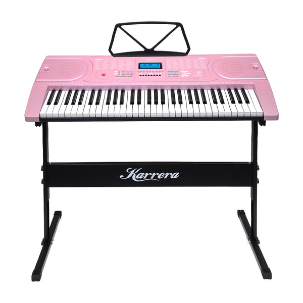 Karrera 61 Keys Electronic Keyboard Piano Music with Stand - Pink Karrera