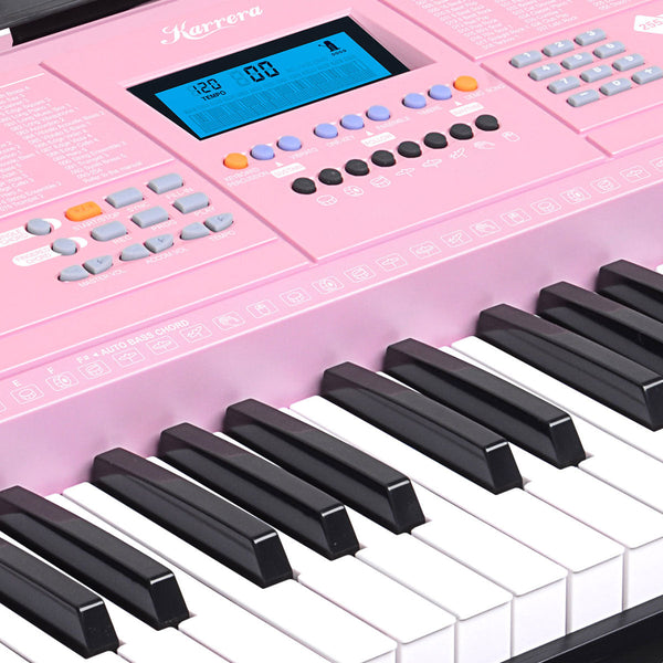 Karrera 61 Keys Electronic Keyboard Piano Music with Stand - Pink Karrera