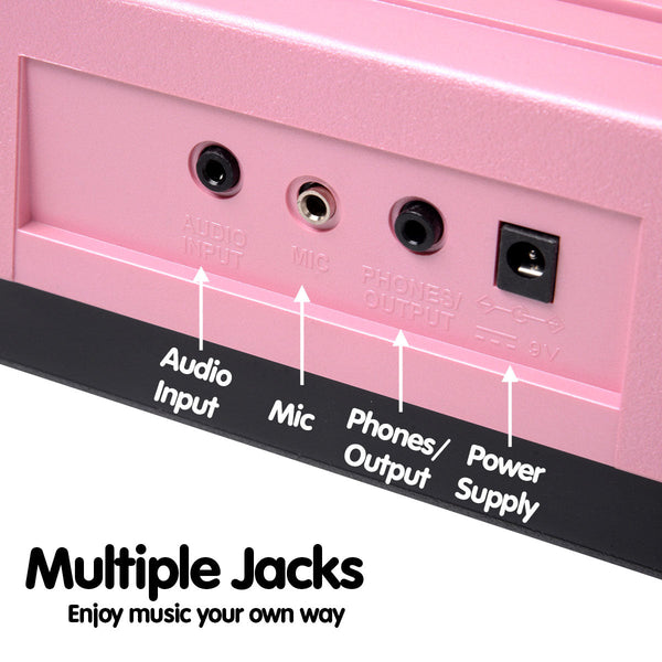 Karrera 61 Keys Electronic LED Piano Keyboard with Stand - Pink Karrera