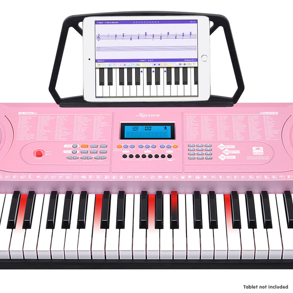 Karrera 61 Keys Electronic LED Piano Keyboard with Stand - Pink Karrera