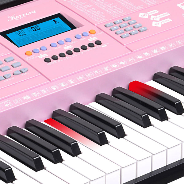 Karrera 61 Keys Electronic LED Piano Keyboard with Stand - Pink Karrera