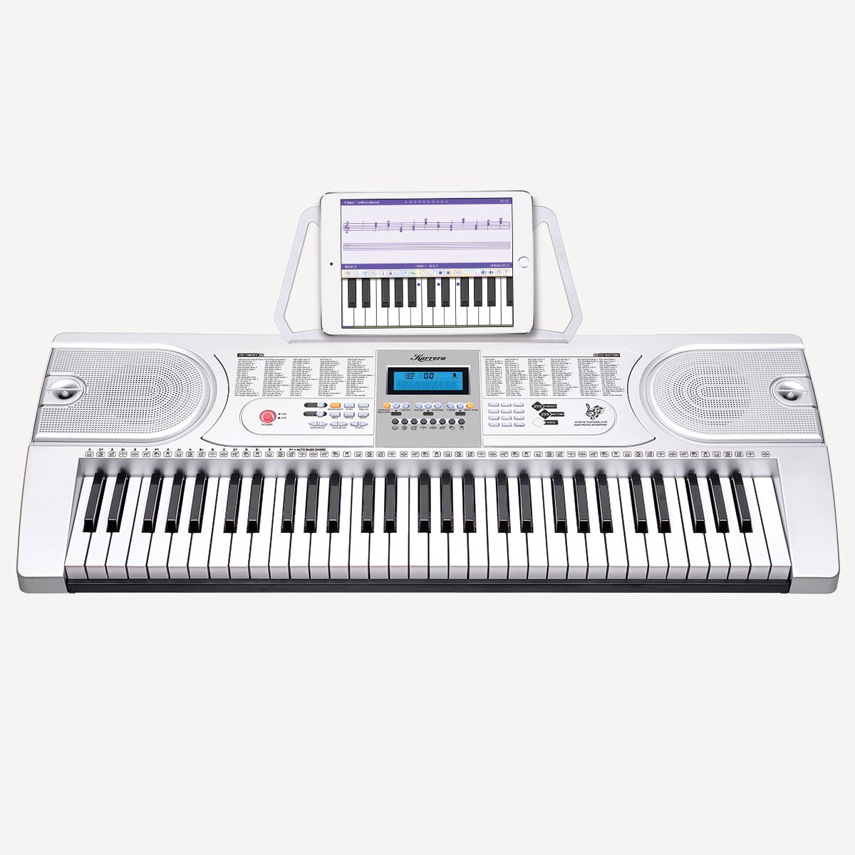 Karrera 61 Keys Electronic Keyboard Piano with Stand - Silver Karrera