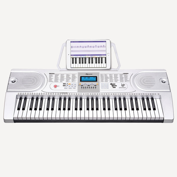 Karrera 61 Keys Electronic Keyboard Piano with Stand - Silver Karrera
