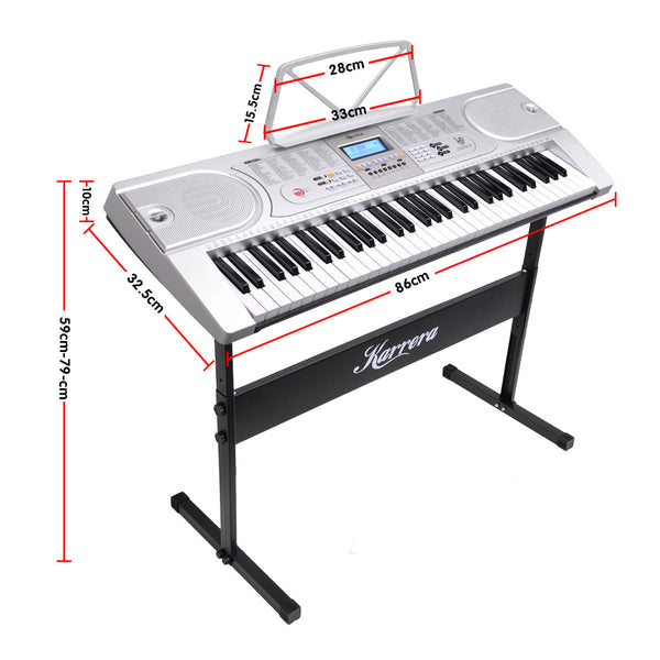 Karrera 61 Keys Electronic Keyboard Piano with Stand - Silver Karrera