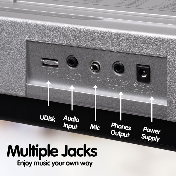 Karrera 61 Keys Electronic LED Keyboard Piano with Stand - Silver Karrera