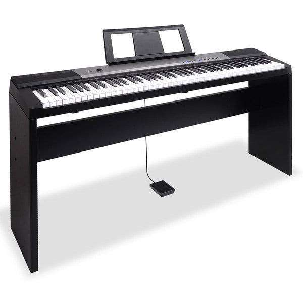Karrera 88 Keys Electronic Keyboard Piano with Stand Black Karrera