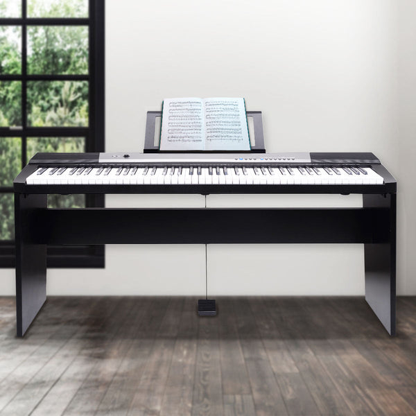 Karrera 88 Keys Electronic Keyboard Piano with Stand Black Karrera