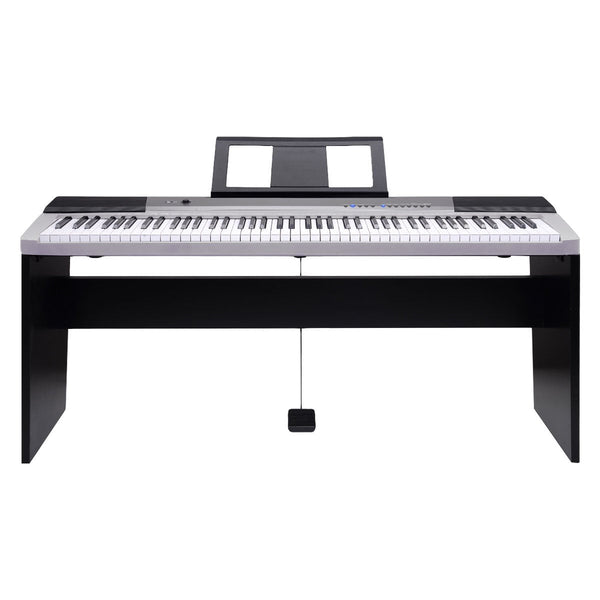 Karrera 88 Keys Electronic Keyboard Piano with Stand Silver Karrera