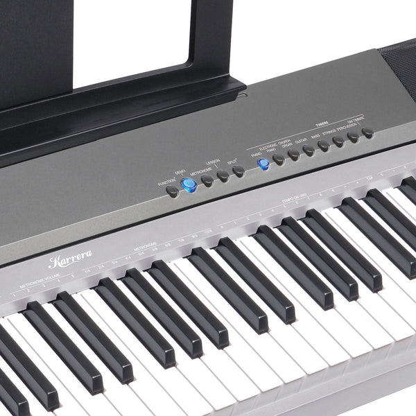 Karrera 88 Keys Electronic Keyboard Piano with Stand Silver Karrera