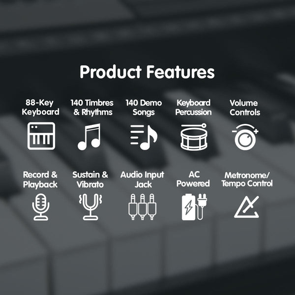 Karrera 88 Keys Electronic Keyboard Piano with Stand Silver Karrera