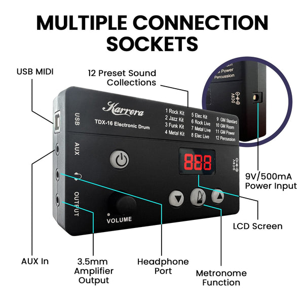 Karrera TDX-16 Electronic Drum Kit with Pedals Karrera