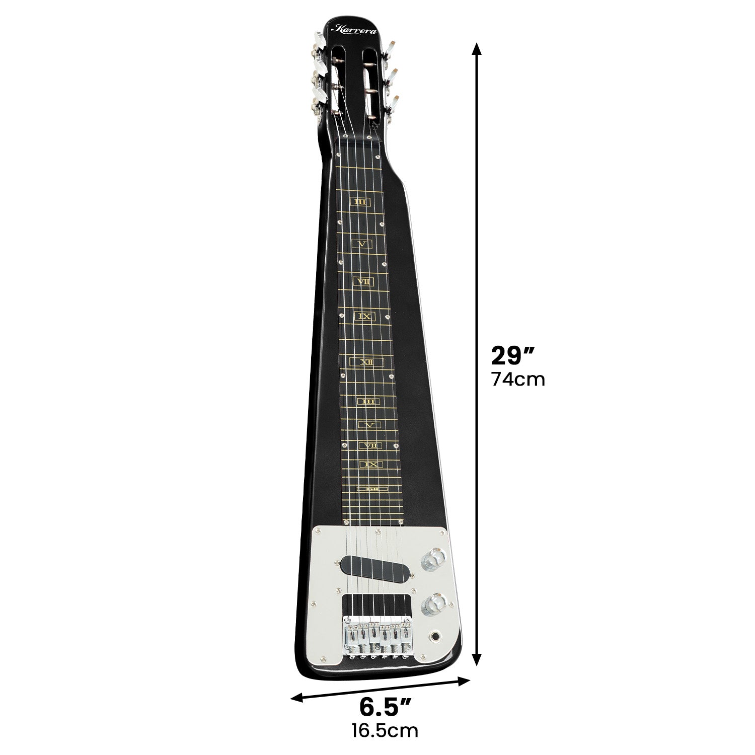 Karrera 29in 6-String Lap Steel Hawaiian Guitar - Black Karrera
